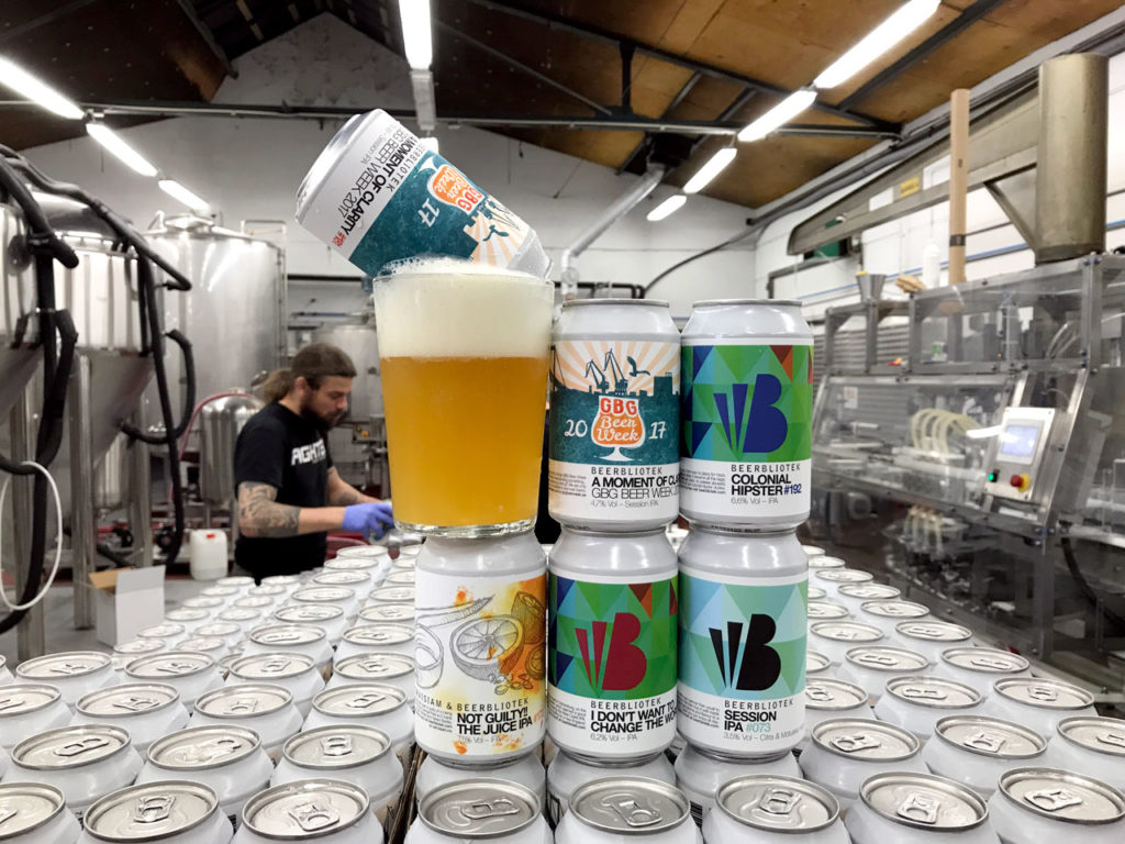 Fresh IPA cans from Beerbliotek Brewery.