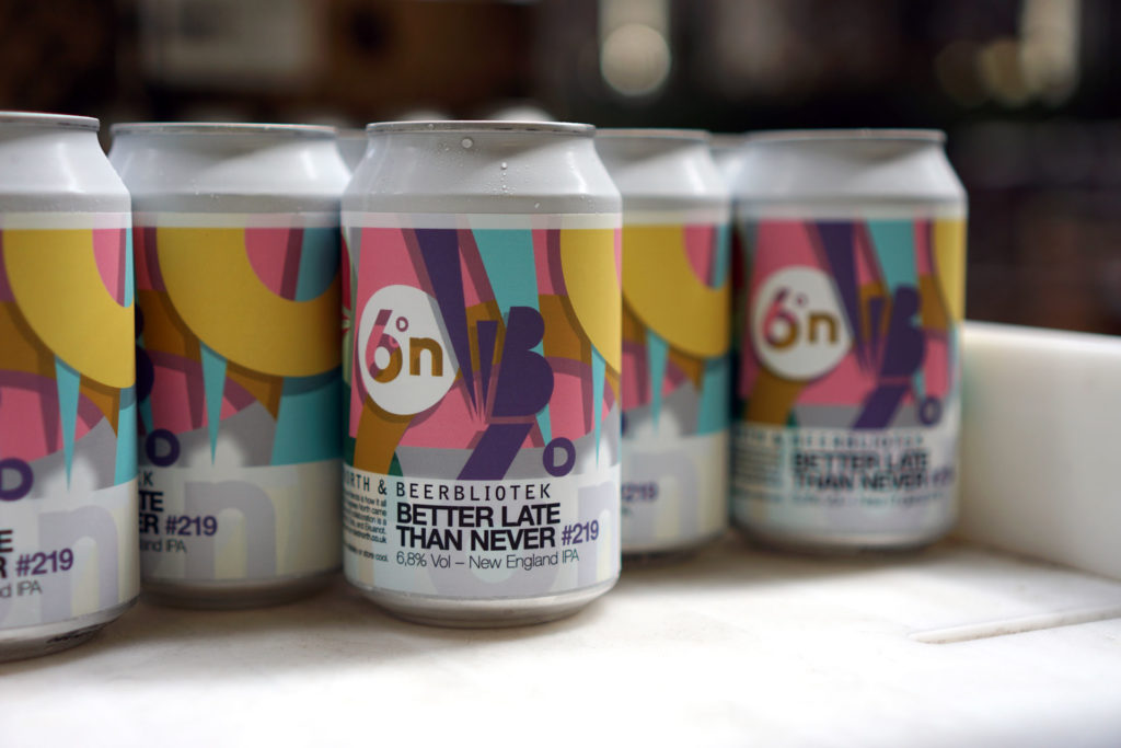 Packaging Better Late Than Never, a New England IPA brewed in collaboration with Beerbliotek from Sweden and Six Degrees North from Scotland.