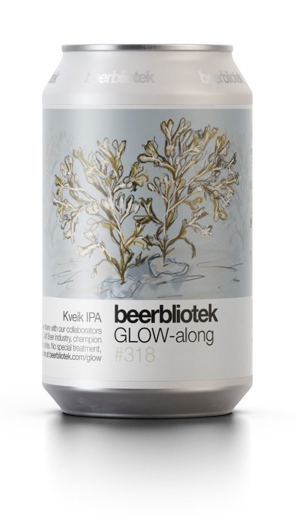 A can packshot of Beer Number 318 Glow-along by Beerbliotek. A Swedish Craft Brewery based in Gothenburg, Sweden. This Kveik IPA is a collaboration with Yakima Chief Hops and GLOW.