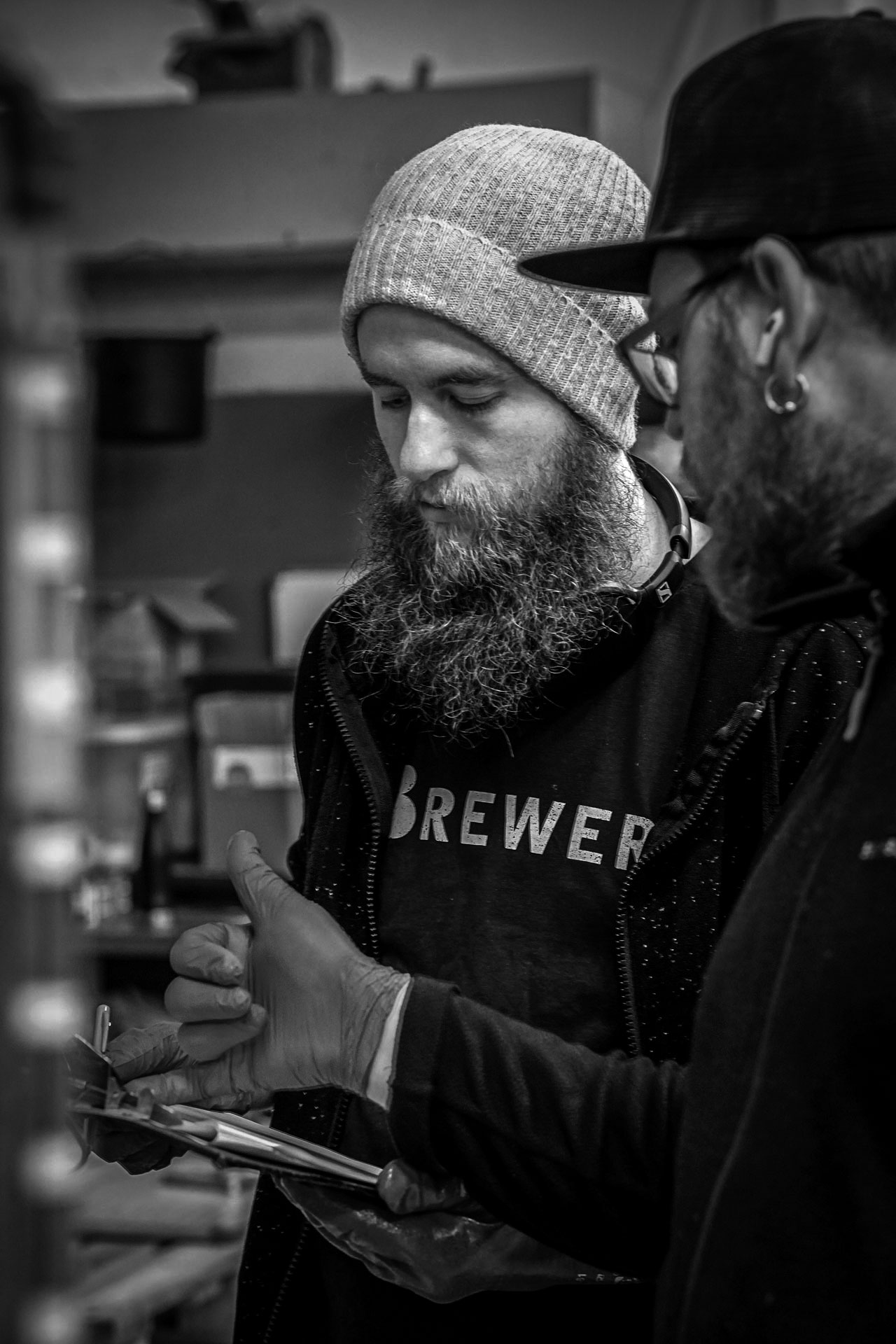 Johannes Blomqvist, Beerbliotek's latest intern, brewing a Rauchbier as part of a one-time, limited experimental brew by Beerbliotek, a Swedish Craft Brewery Gothenburg, Sweden.